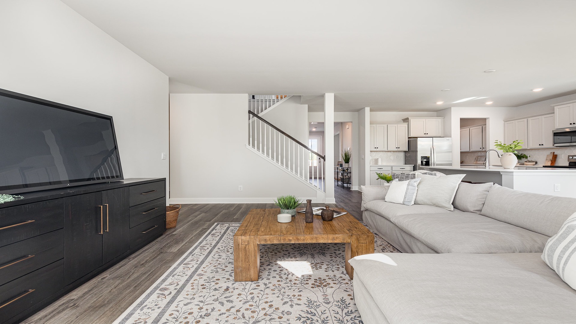 Harbor Oak living room with tv