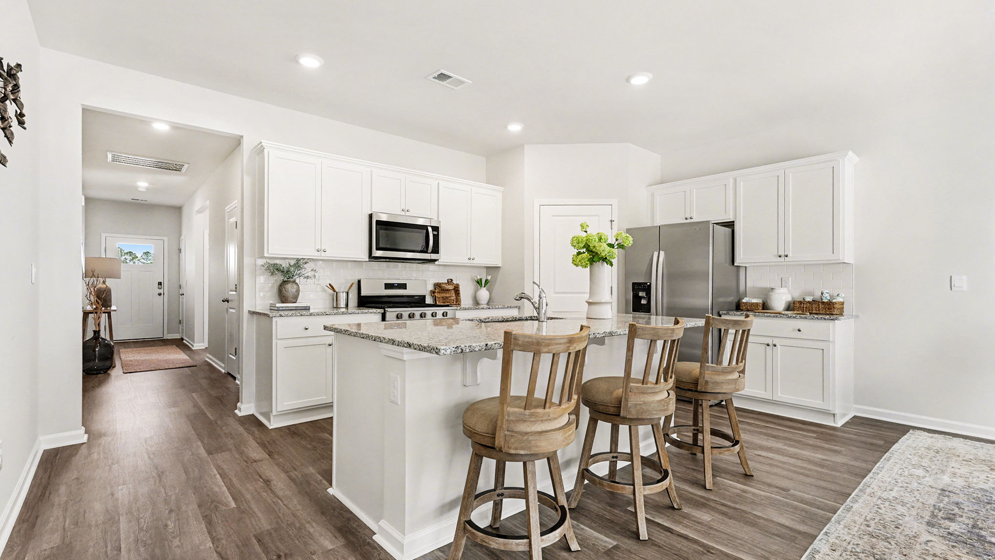 Kitchen with white cabinets
