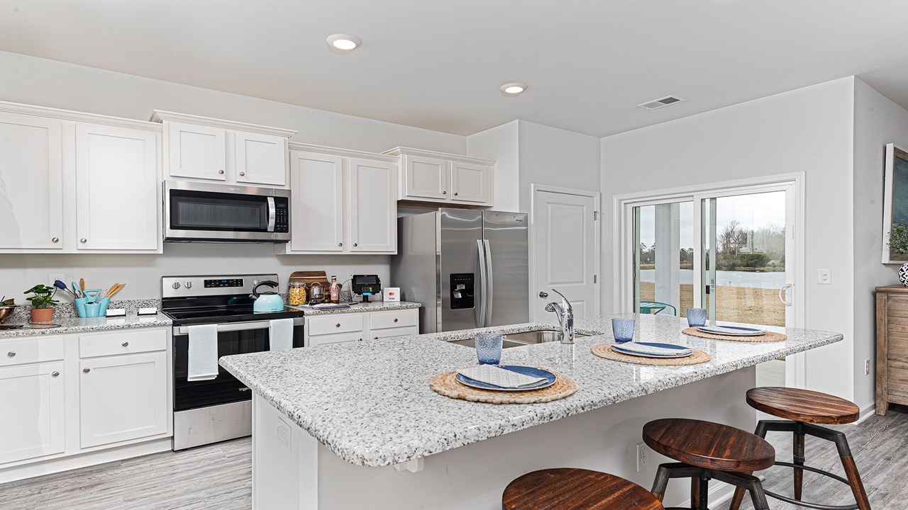 kitchen with white cabinets