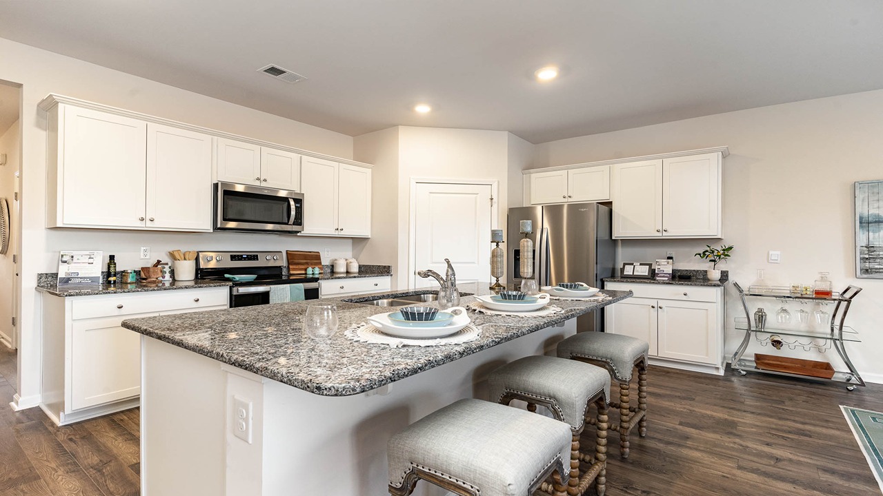 kitchen with white cabinets