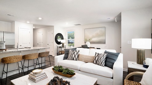 Pearson living space with kitchen in view