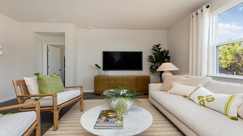 Cali spacious living room with television