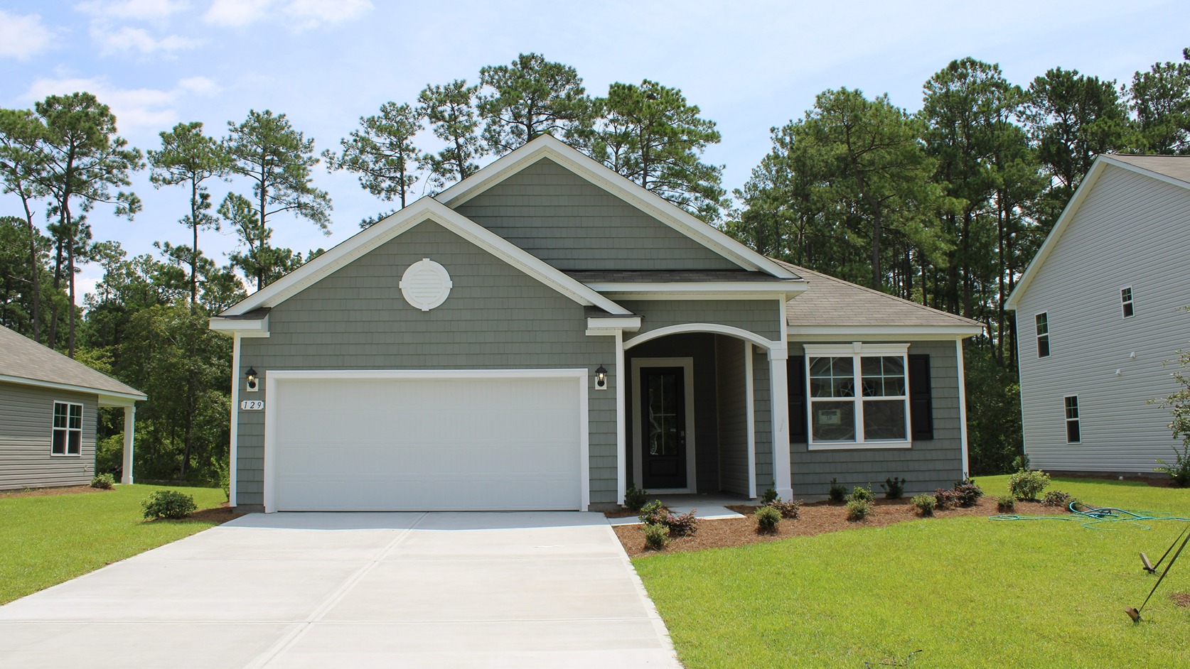 single-story home with two-car garage