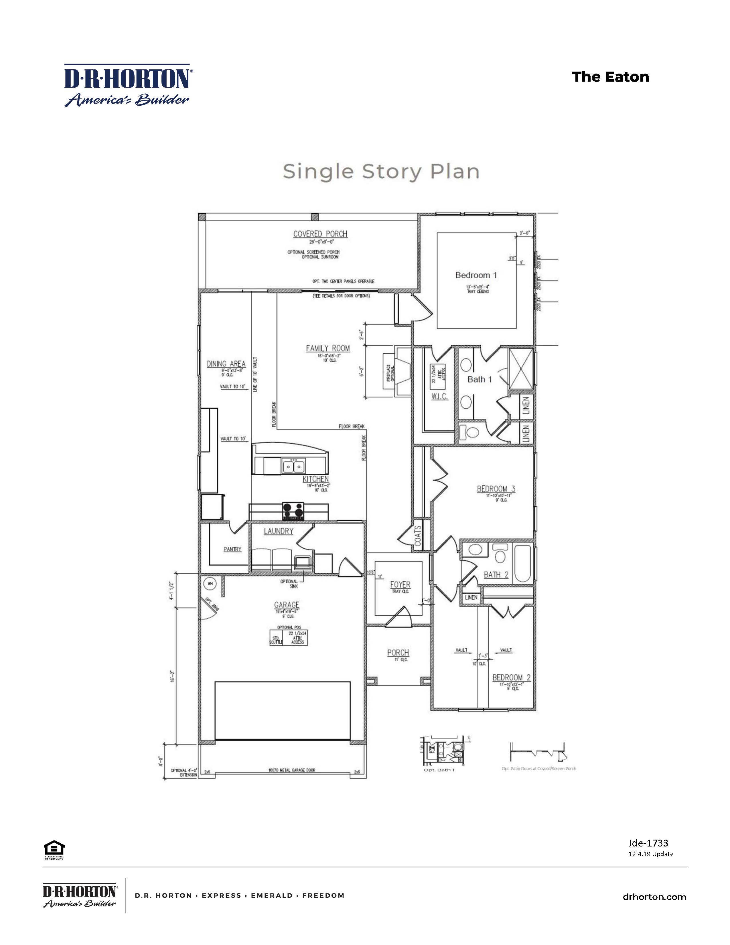 The Eaton Floorplan at The Bluffs at Mill Creek