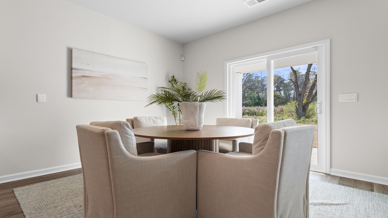 dining room with siding glass door