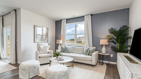 living room with ample lighting