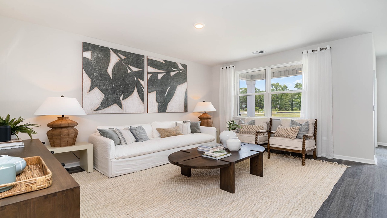 living room with double window