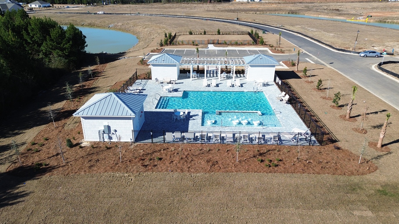 aerial of community pool