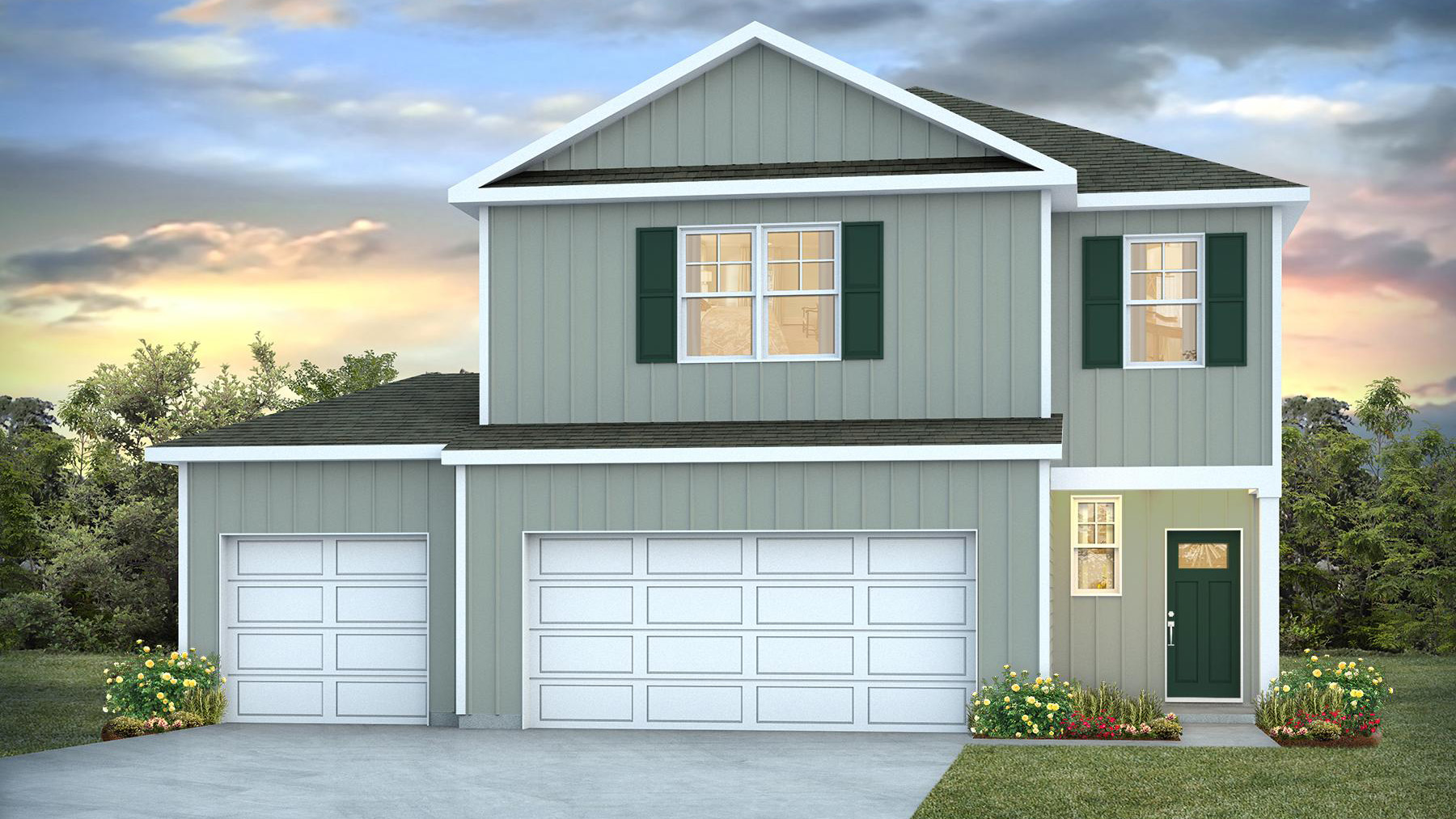 Manning 3 car garage rendering