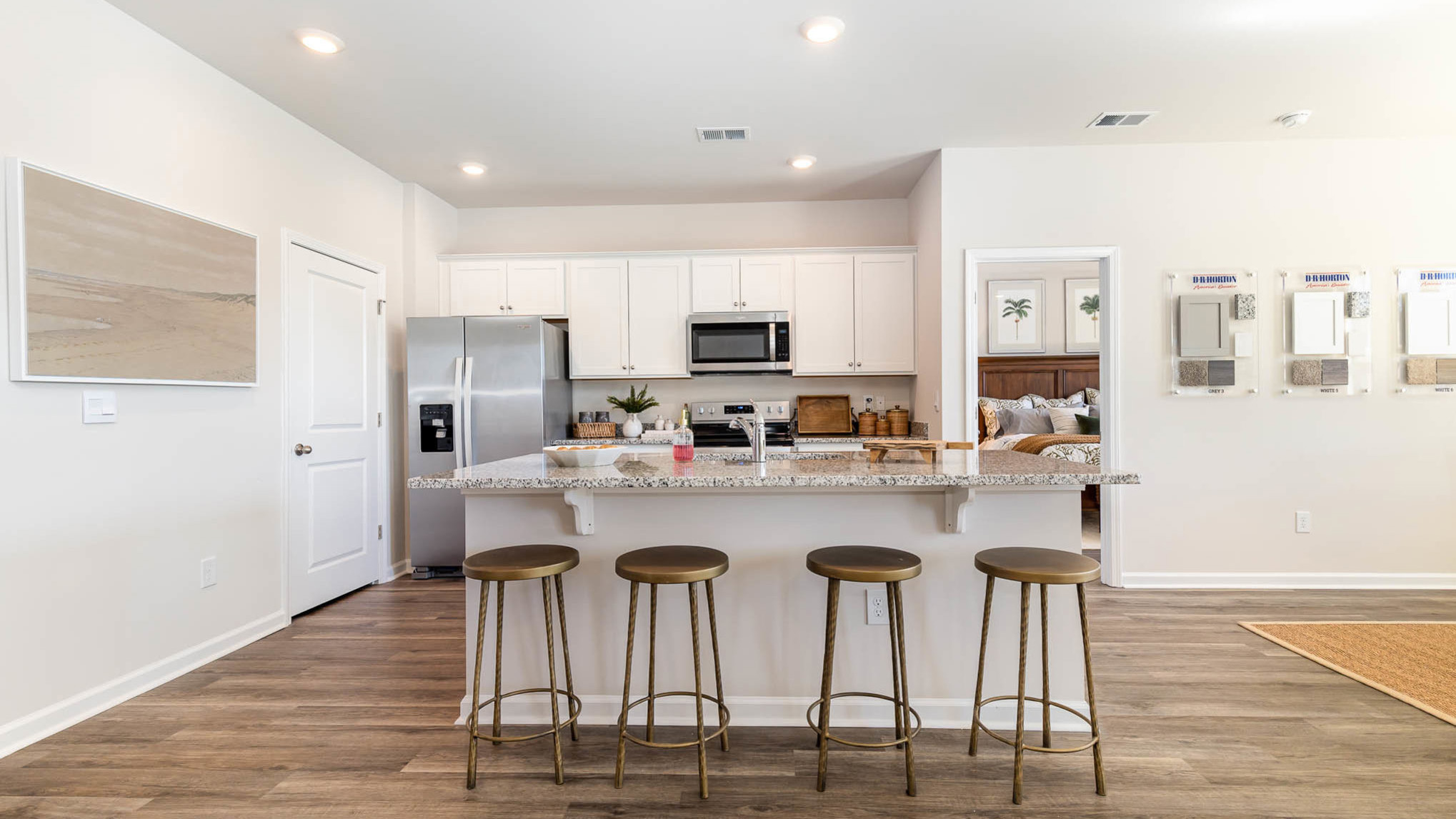 kitchen with white cabinets