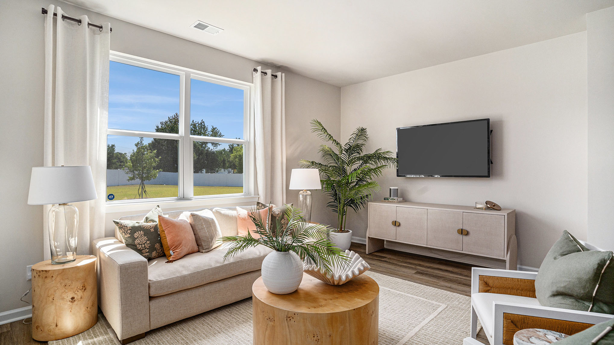 living area with large windows