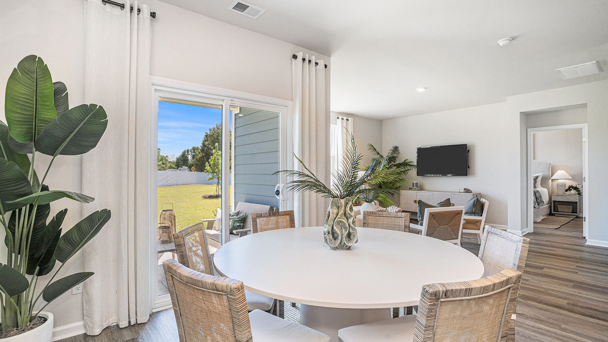 dining area with sliding door