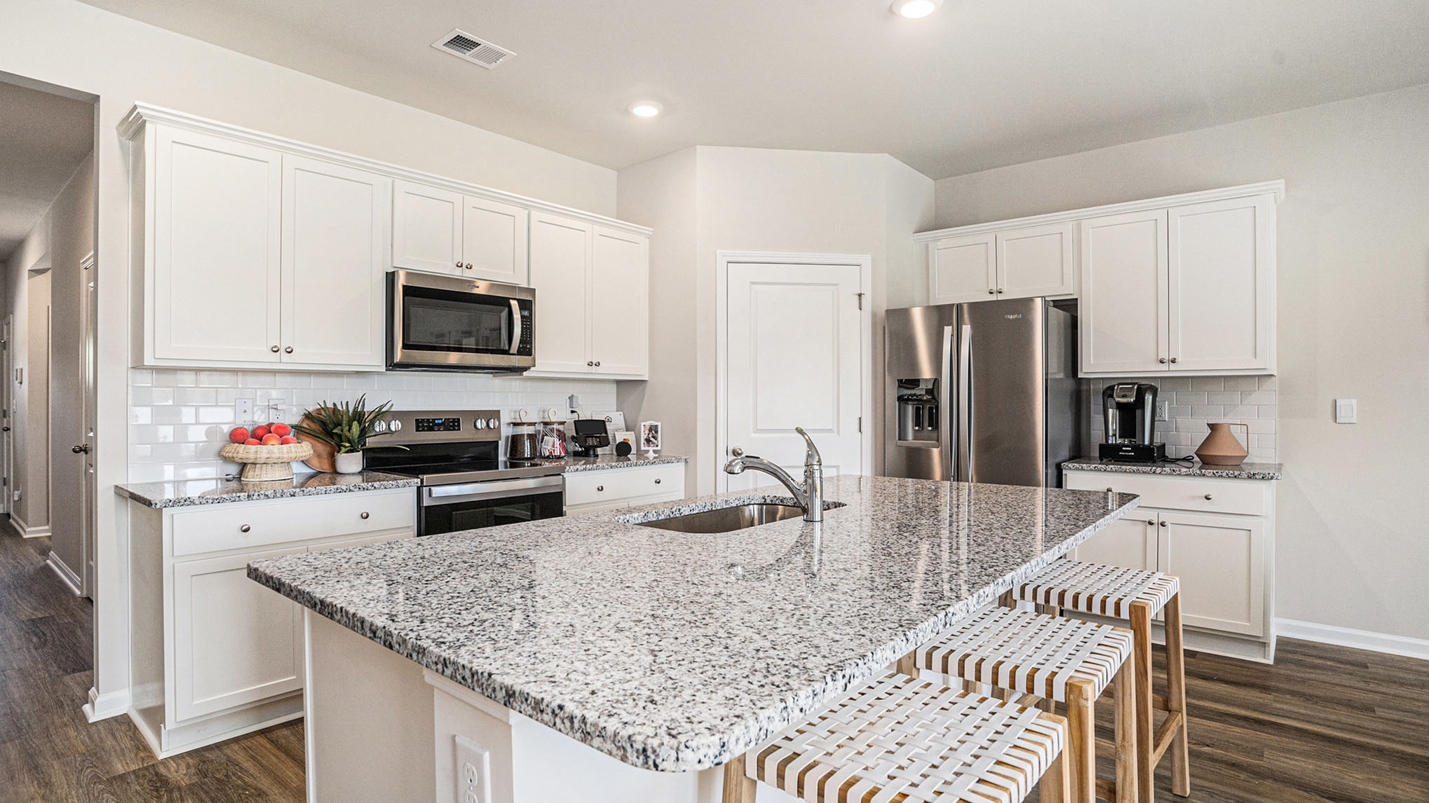 kitchen with white cabinets