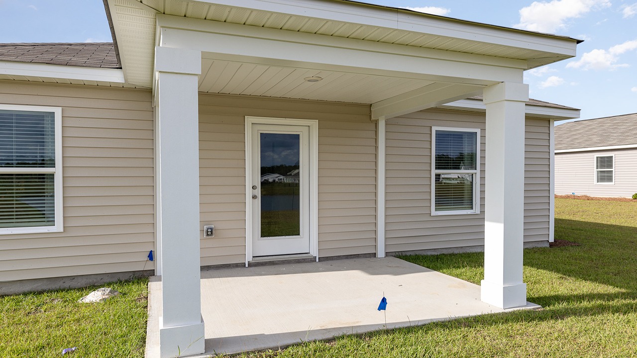 Single-story home with covered reach porch