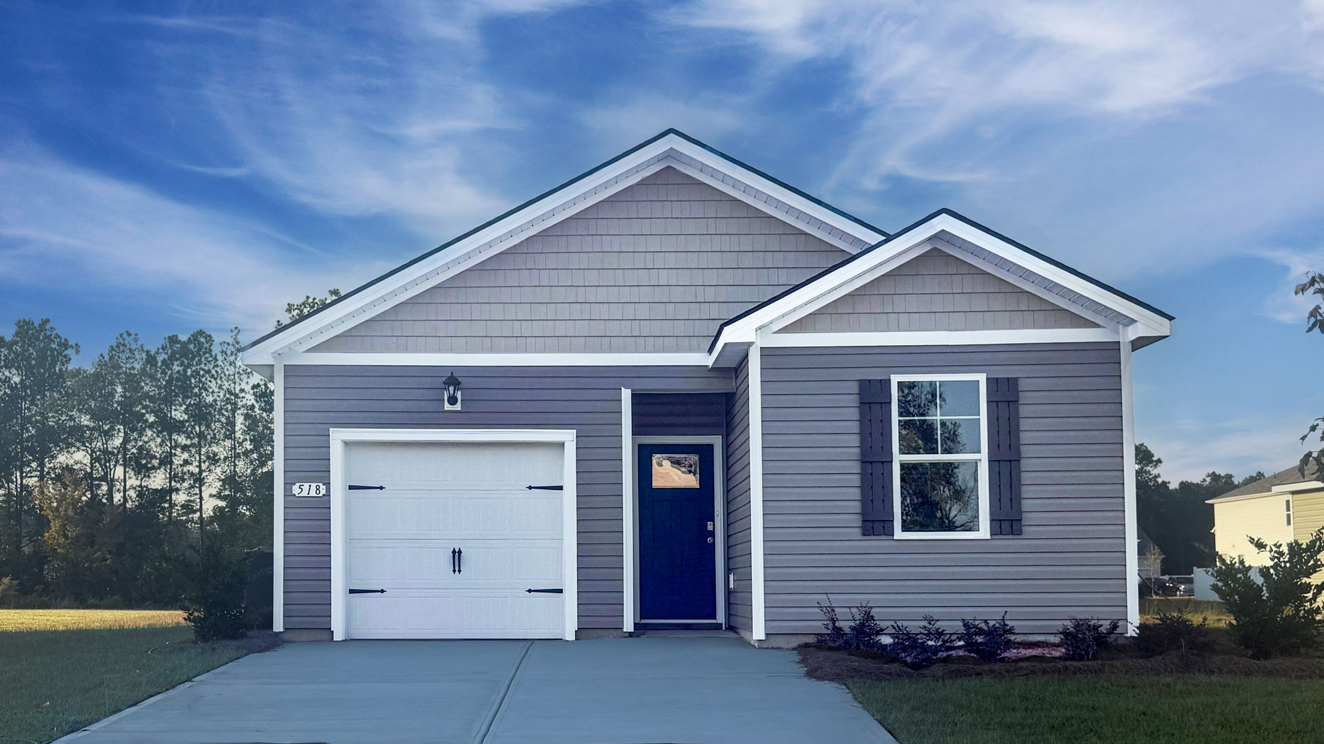 Single story home with 1-car garage