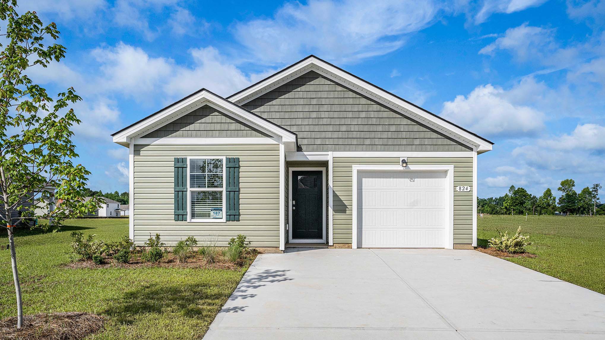 Single story home with 1-car garage