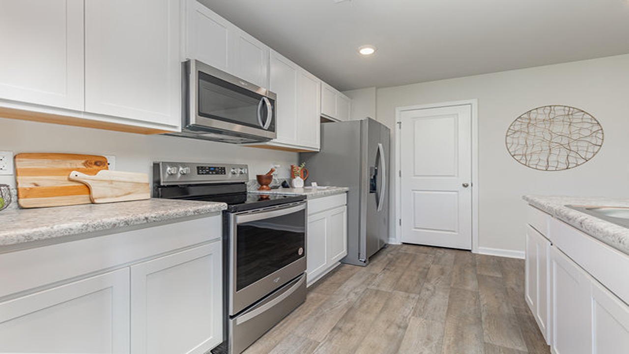 kitchen with white cabinets