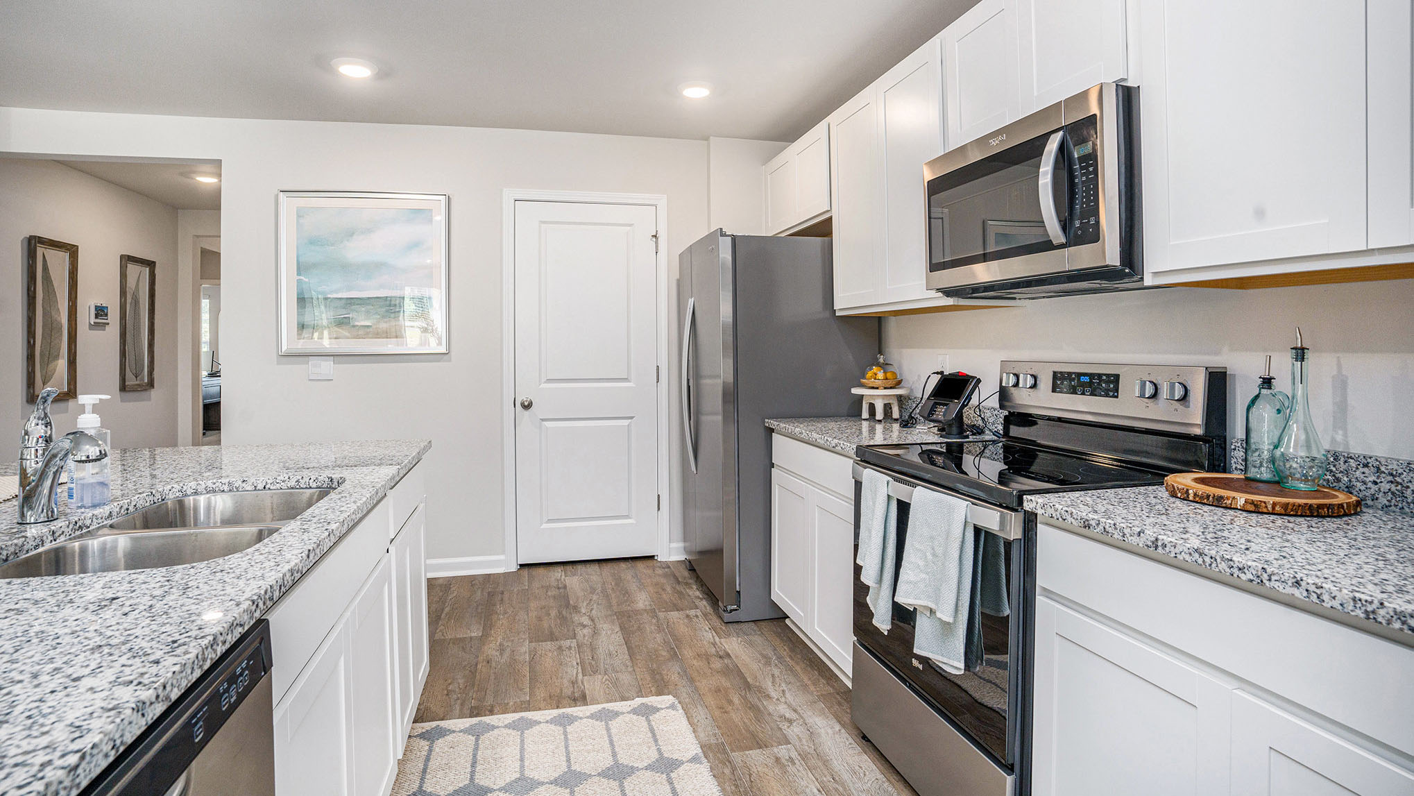 kitchen with white cabinets
