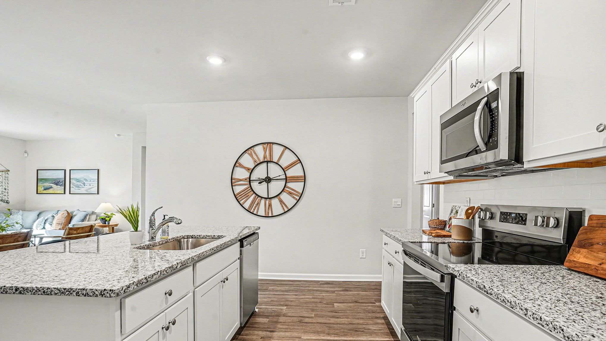 kitchen with white cabinets
