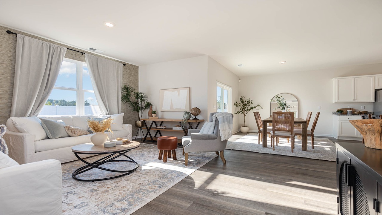 living room area with large window