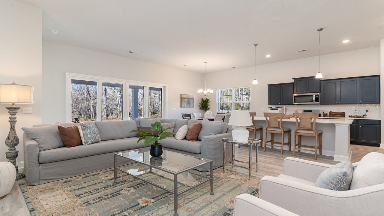 living room with vinyl plank flooring