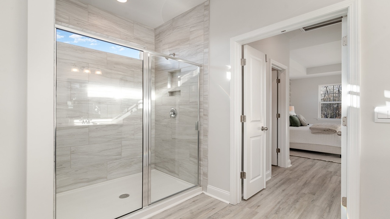 primary bathroom with double vanity
