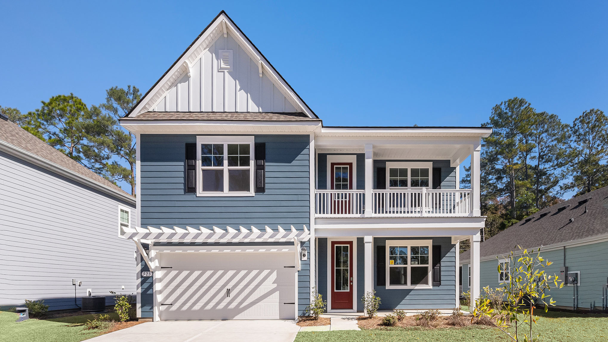 Two-story home with double porch