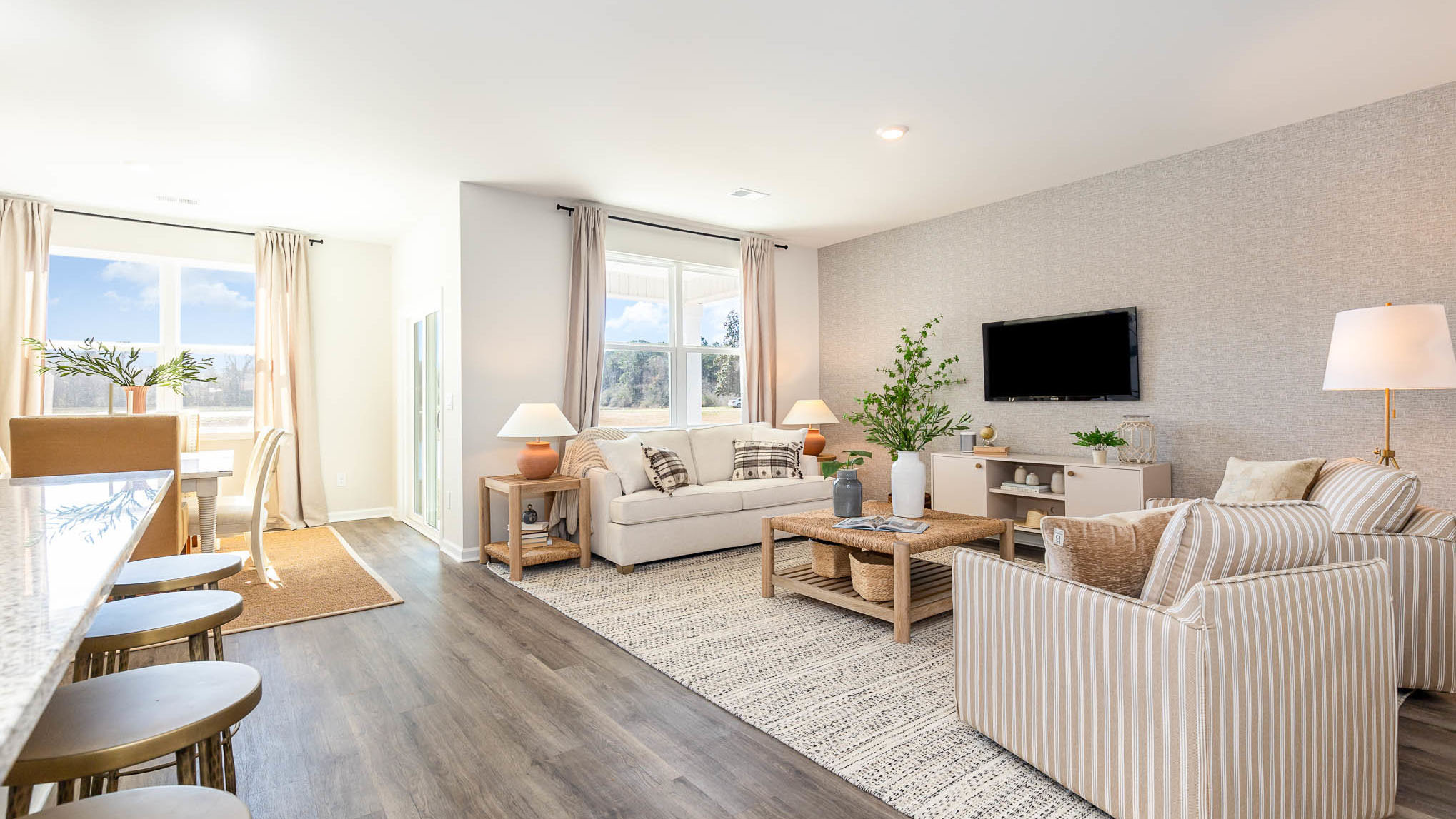 living room with dining area