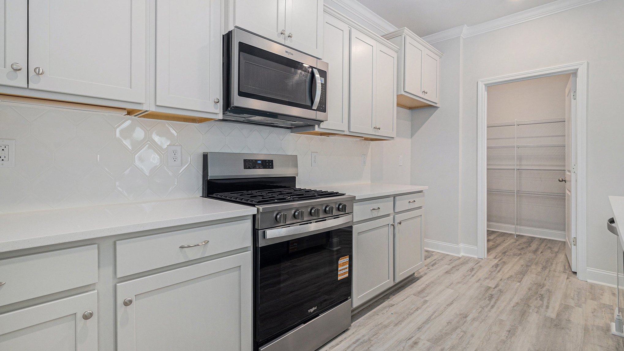 kitchen with gray cabinets