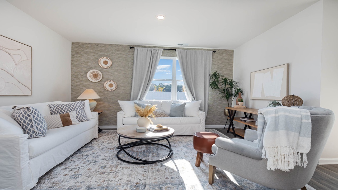 living room with ample lighting