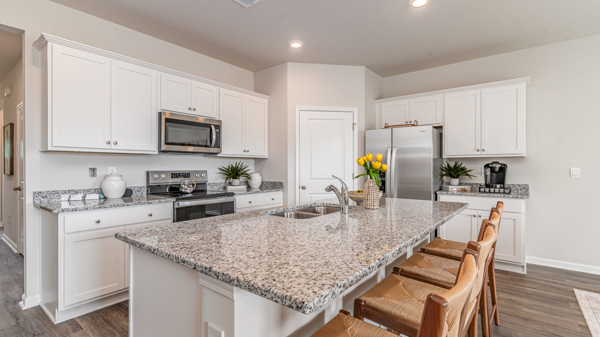 kitchen with white cabinets