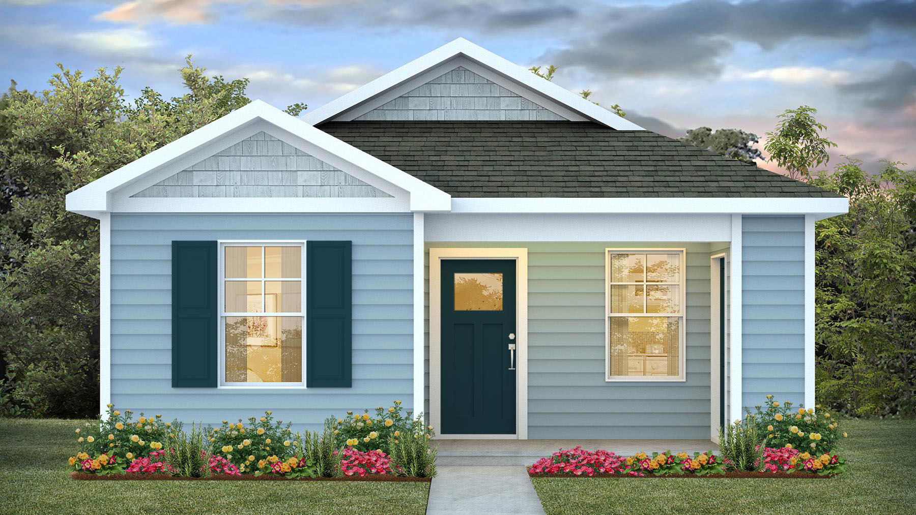 single story home with vinyl siding