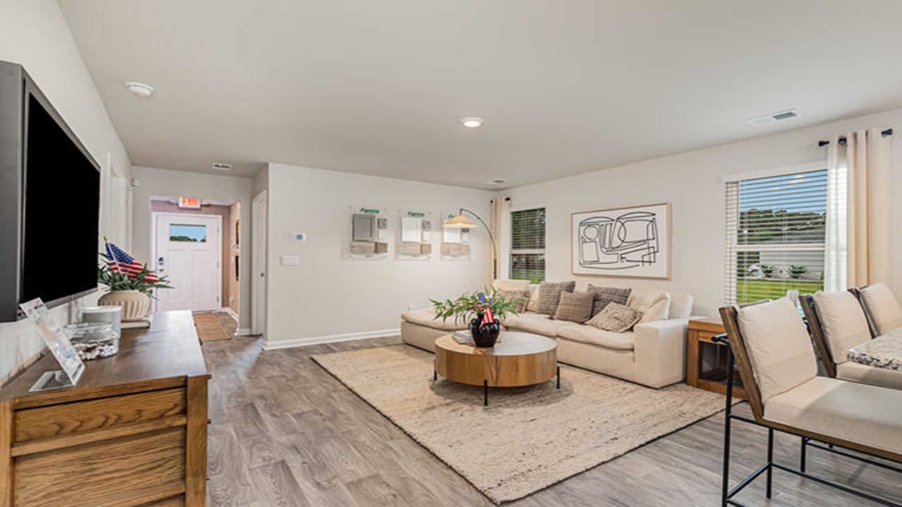 living room with ample lighting