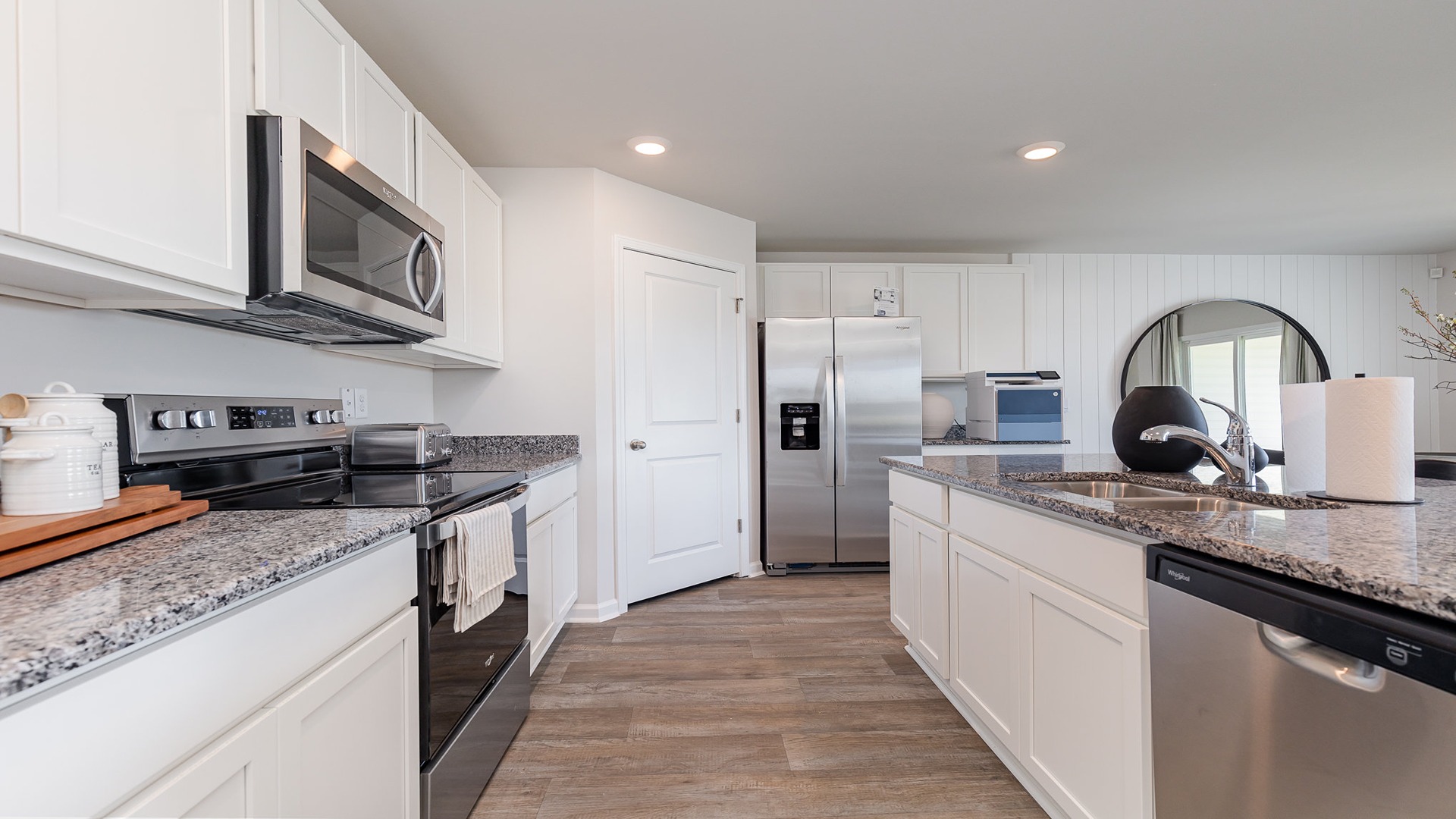 kitchen with white cabinets