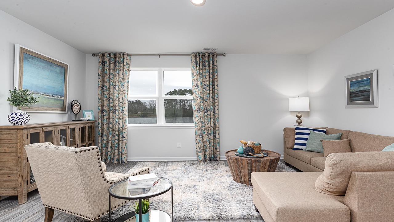 living room with double window