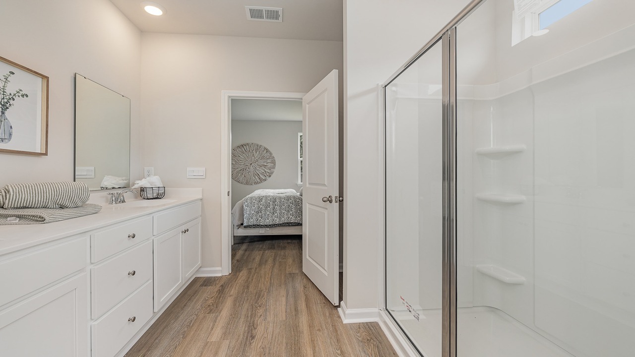 primary bathroom with walk-in shower