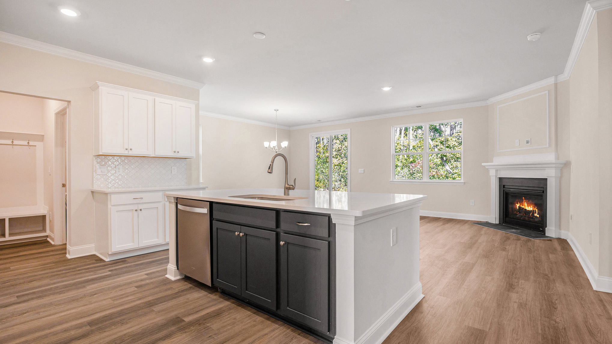 Belfort overview of kitchen and living