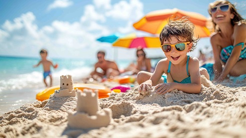 family at the beach