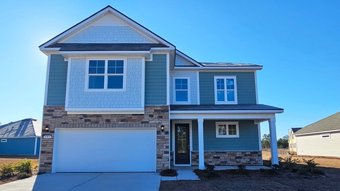 Two-story home with two-car garage