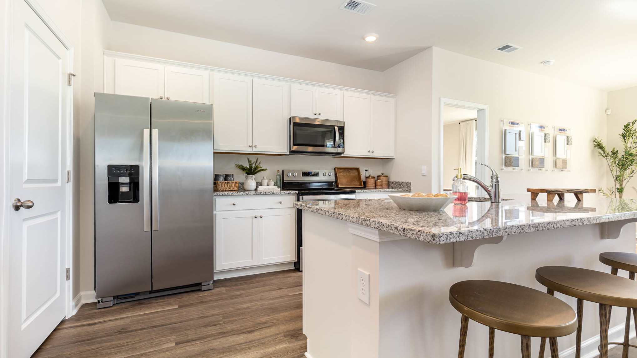 kitchen with white cabinets