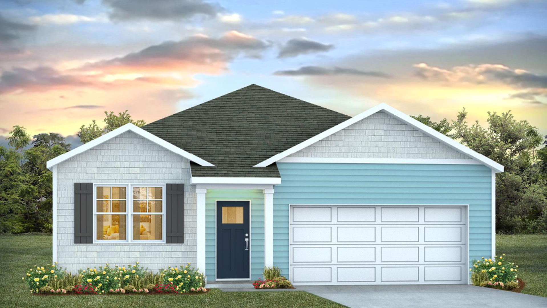 single story home with hardie siding