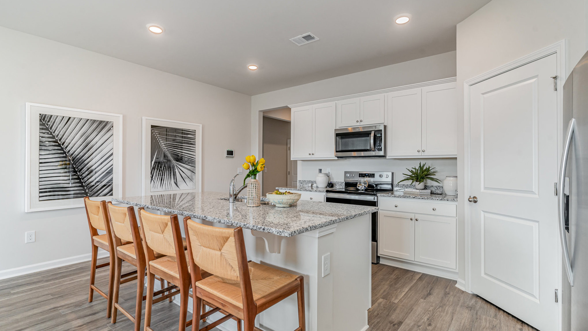 kitchen with white cabinets