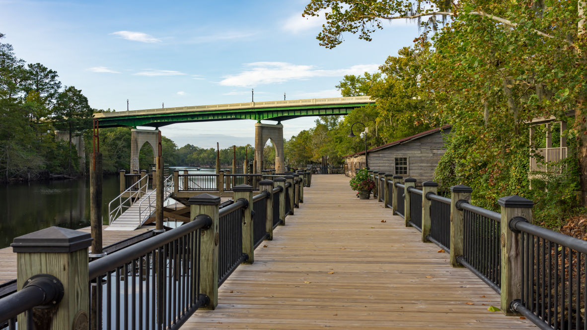 conway riverwalk with bridge
