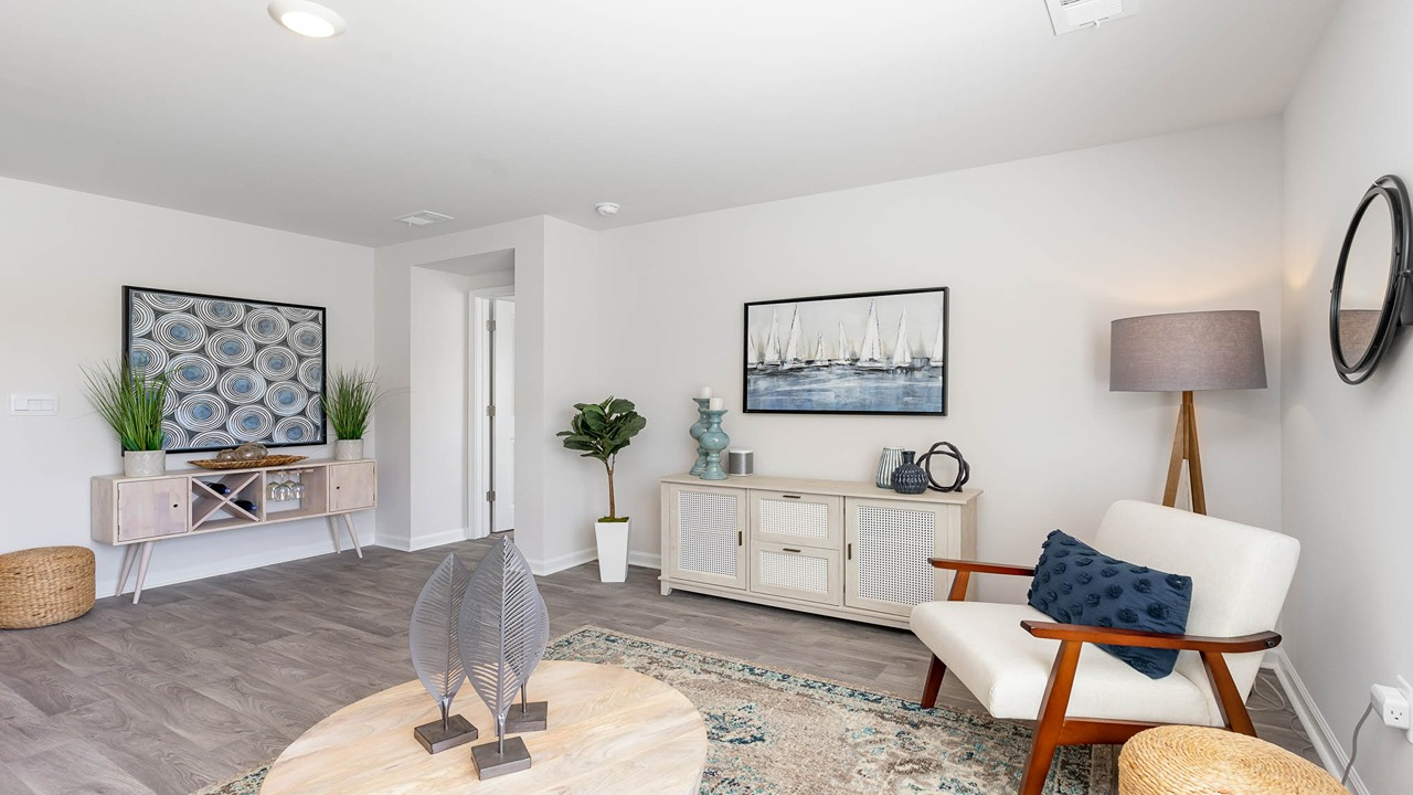 living room with ample lighting