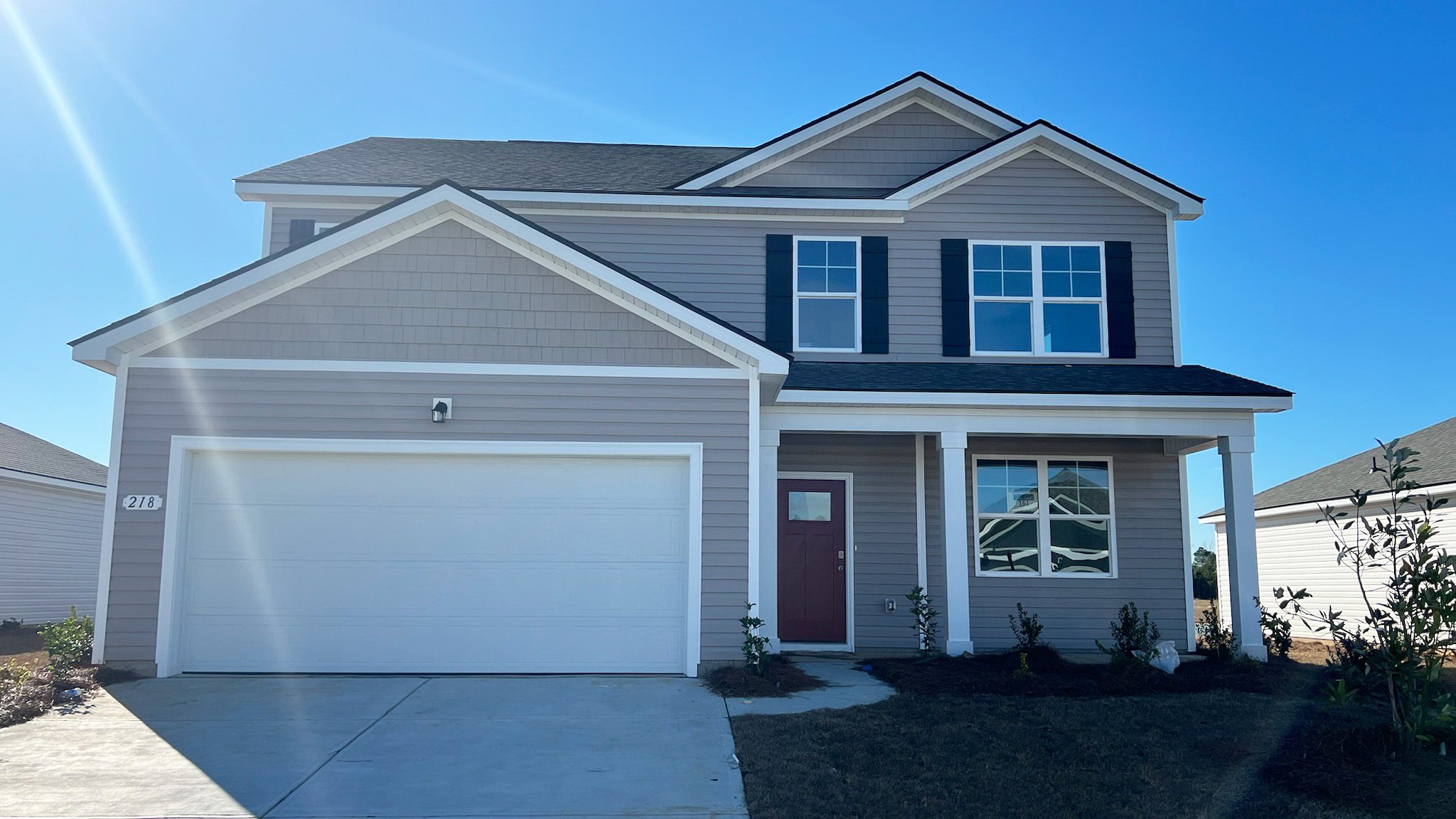 Two-story home with two-car garage