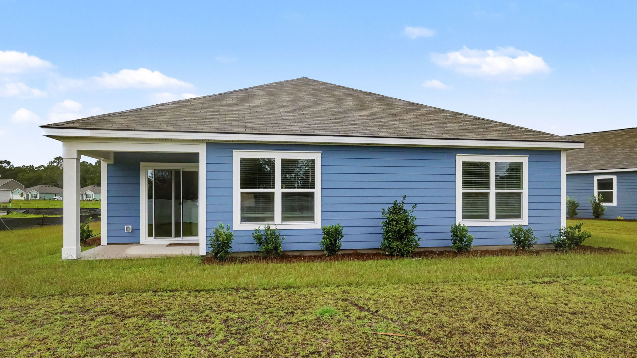single-story home with two-car garage