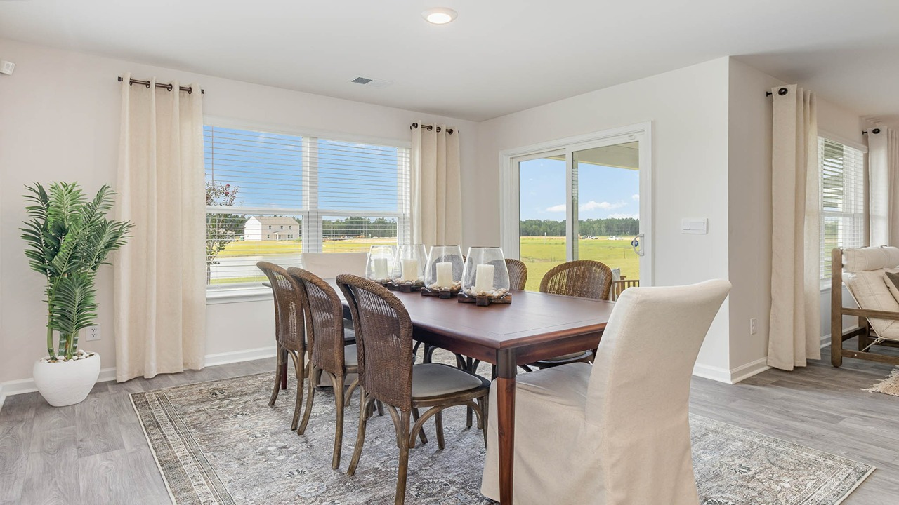 dining area with sliding door