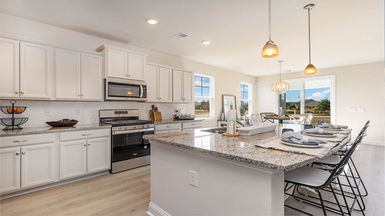 kitchen with white cabinets