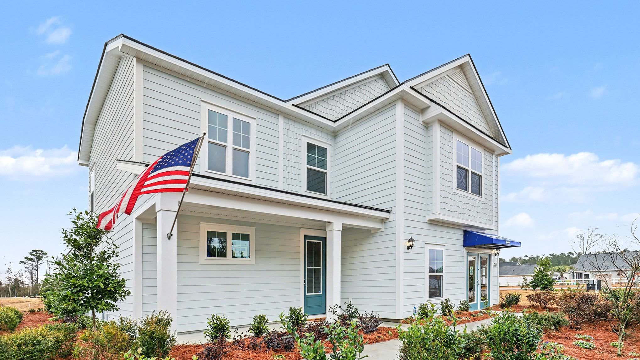 Two story model with awning