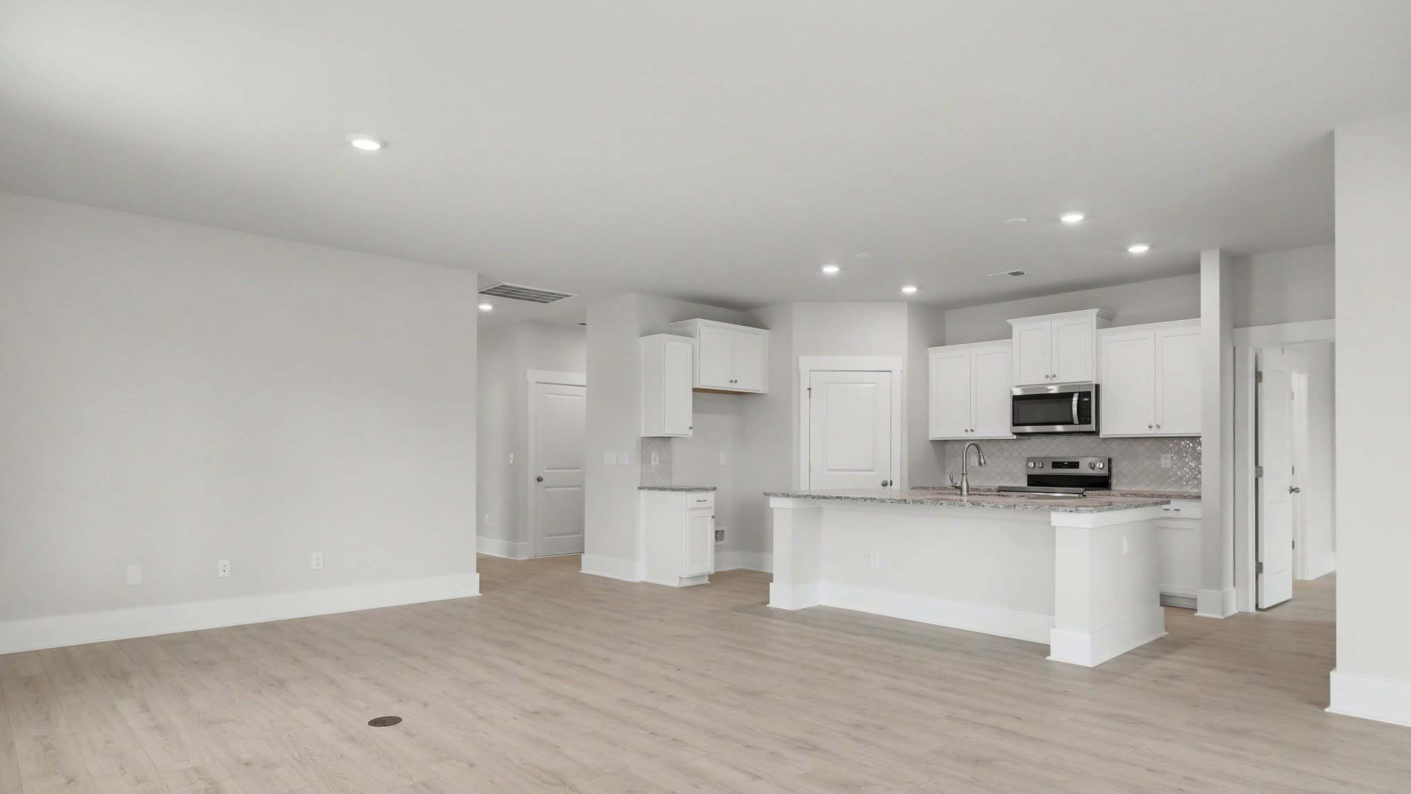 kitchen with white cabinets